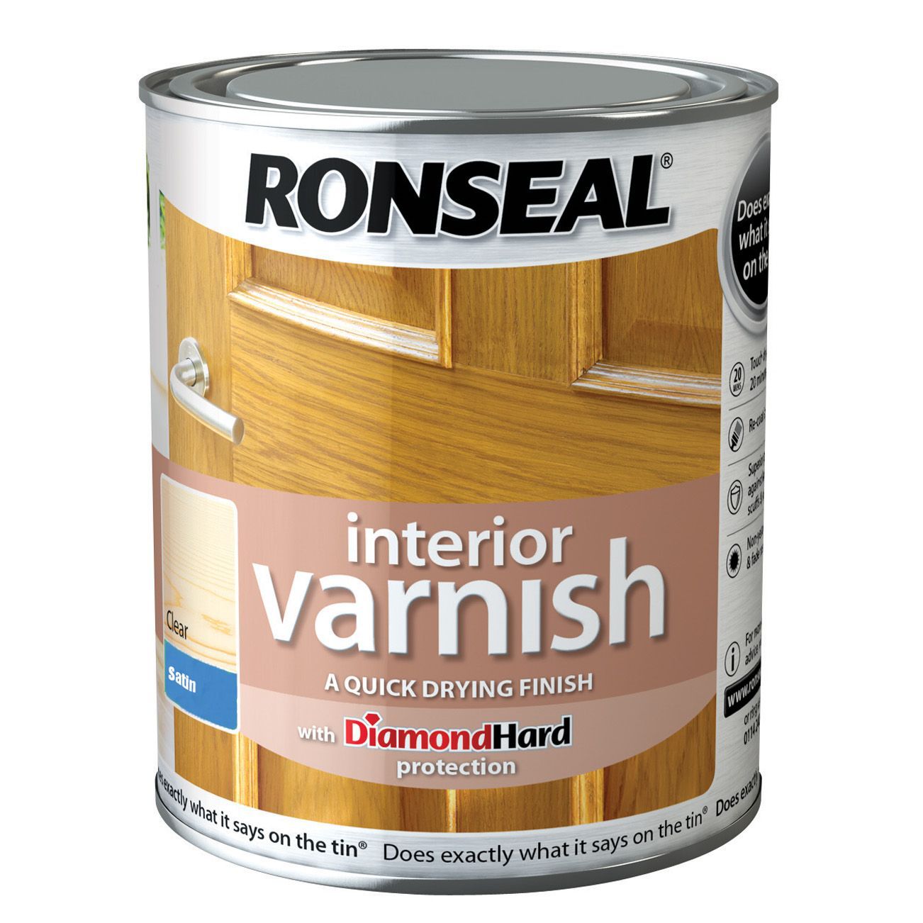 Ronseal Diamond Hard Clear Satin Wood Varnish 250ml DIY At B Q   Ronseal Diamond Hard Clear Satin Wood Varnish 250ml~5010214868704 08c Bq