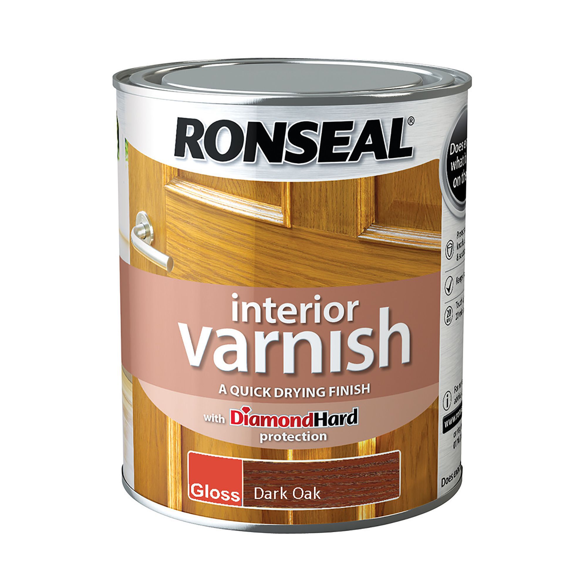 Ronseal Diamond Hard Dark Oak Gloss Wood Varnish 0 75l Diy At B Q