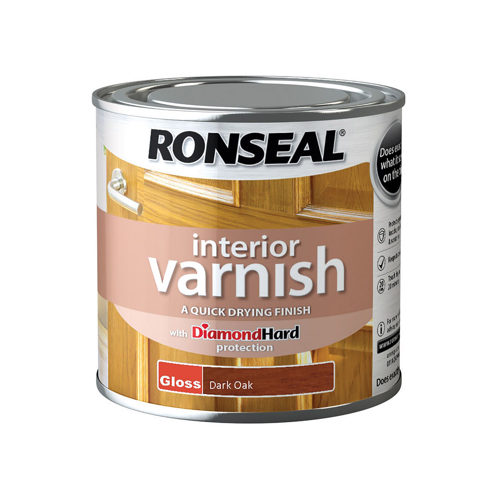 Ronseal Diamond hard Dark oak Gloss Wood varnish, 250ml