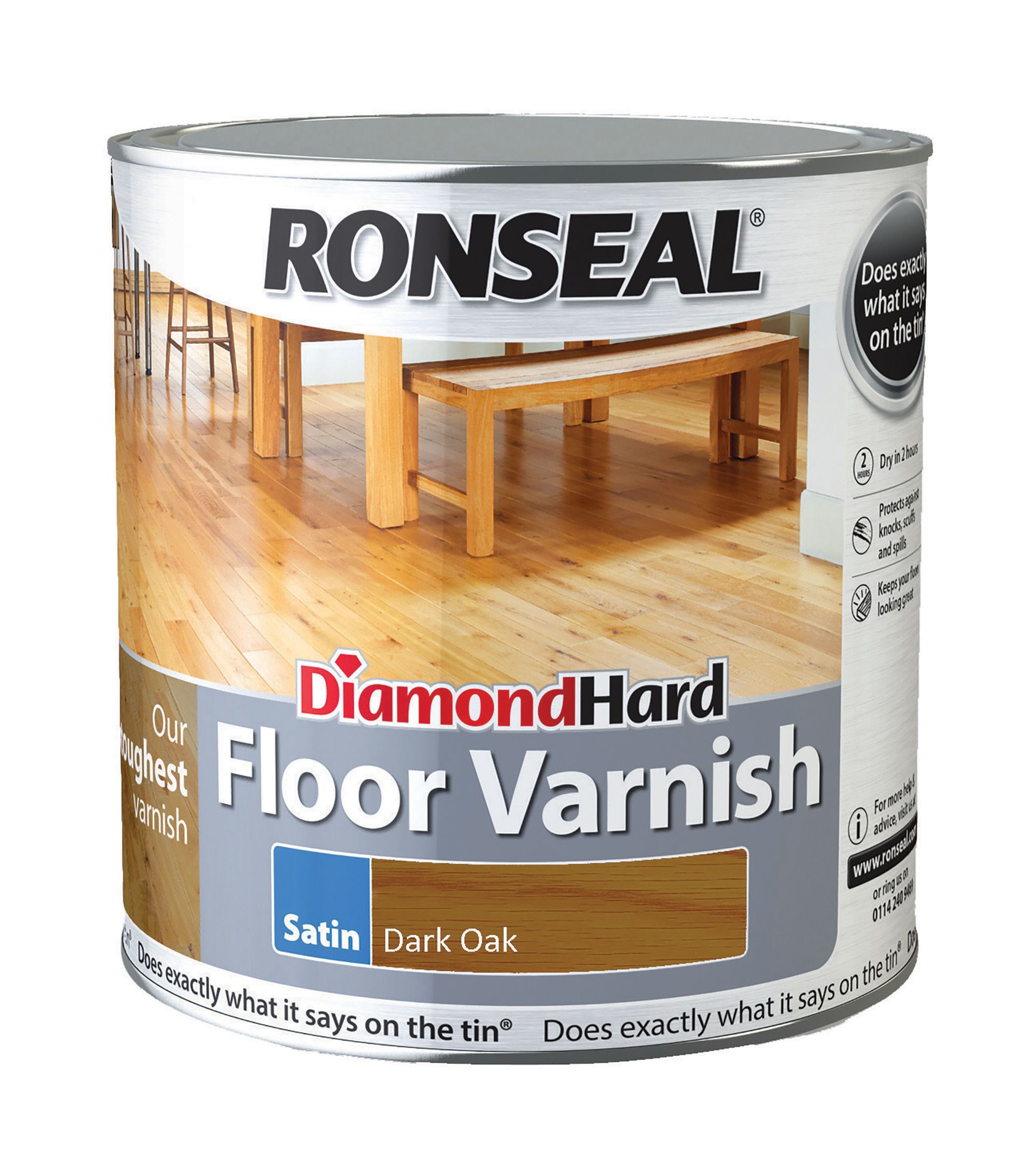 Ronseal Diamond Hard Dark Oak Satin Floor Wood Varnish 2 5l Diy At B Q