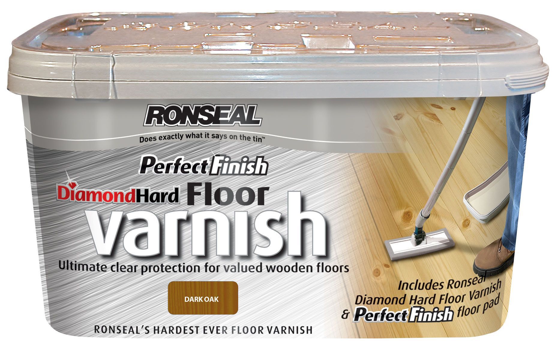 Ronseal Diamond hard Dark oak Satin Floor Wood varnish, 2.5L