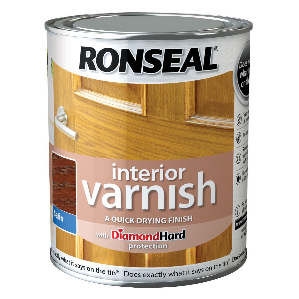 Ronseal Diamond hard Dark oak Satin Wood varnish, 250ml