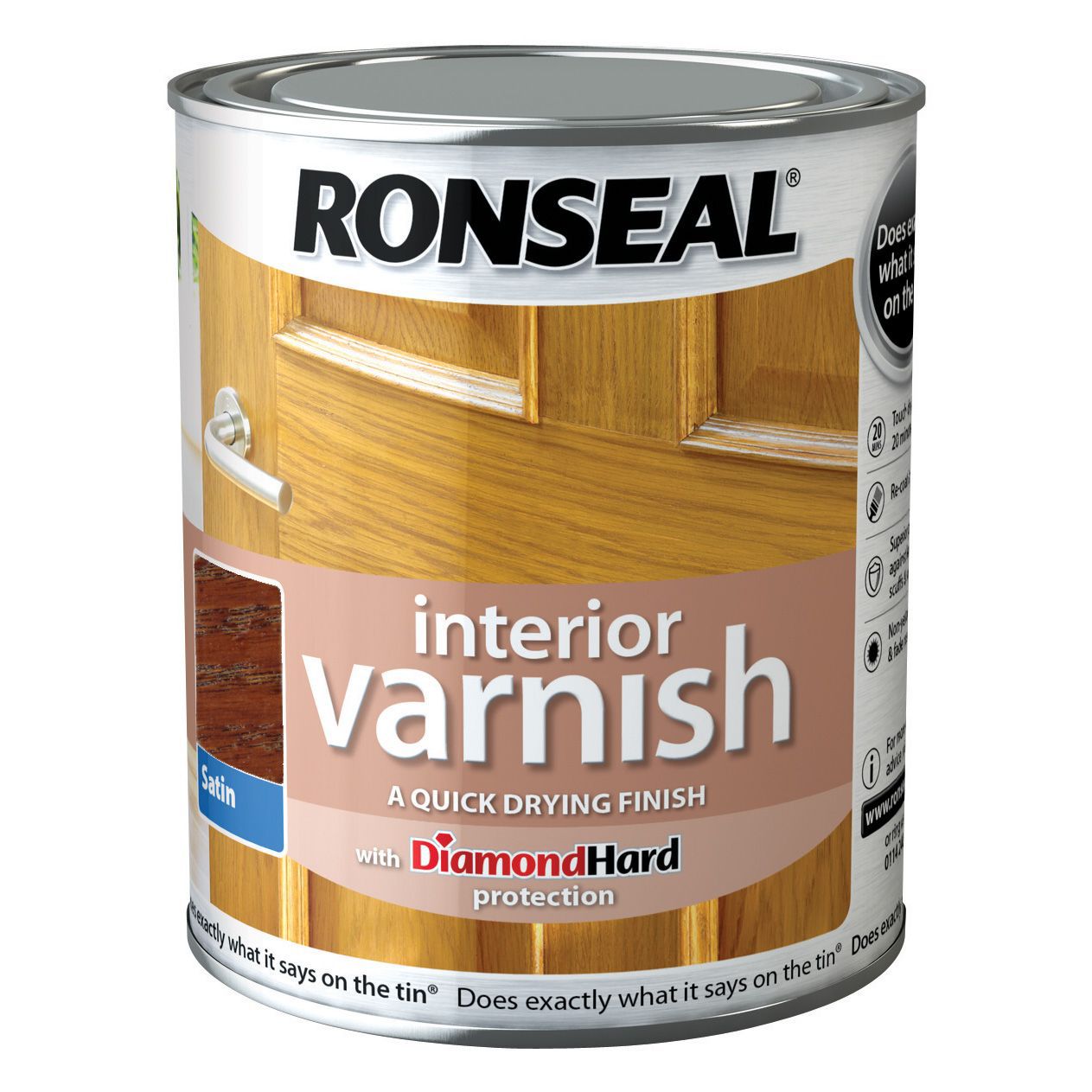 Ronseal Diamond hard Dark oak Satin Wood varnish, 750ml