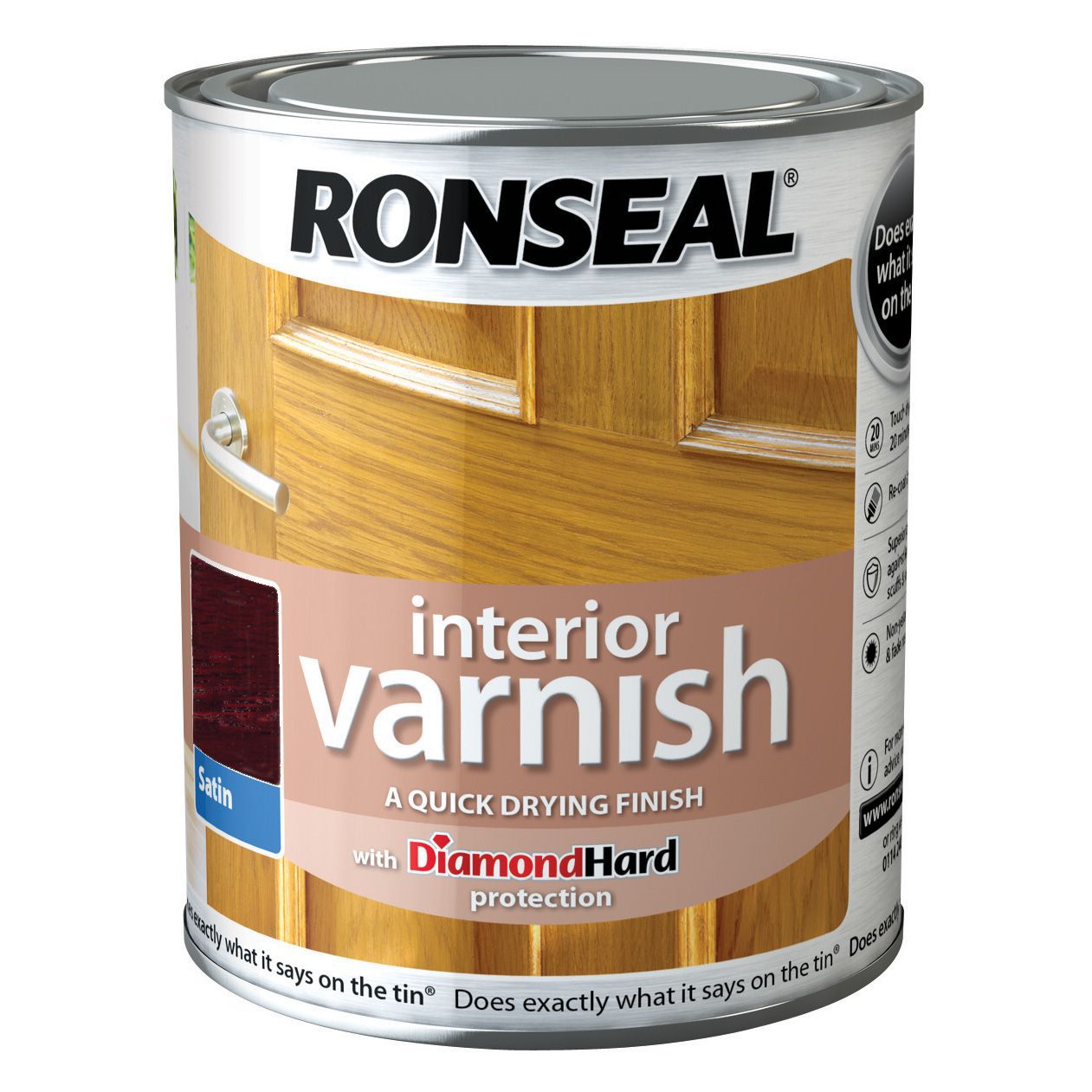 Ronseal Diamond hard Deep mahogany Satin Multi-surface Skirting Wood varnish, 750ml