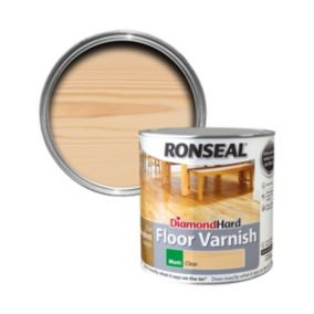Ronseal Diamond Hard Floor Varnish Clear Matt Wood Floor Varnish, 2.5L