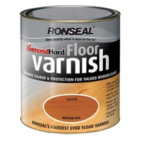 Ronseal Diamond Hard Floor Varnish Medium oak Satin Wood Floor Varnish, 2.5L
