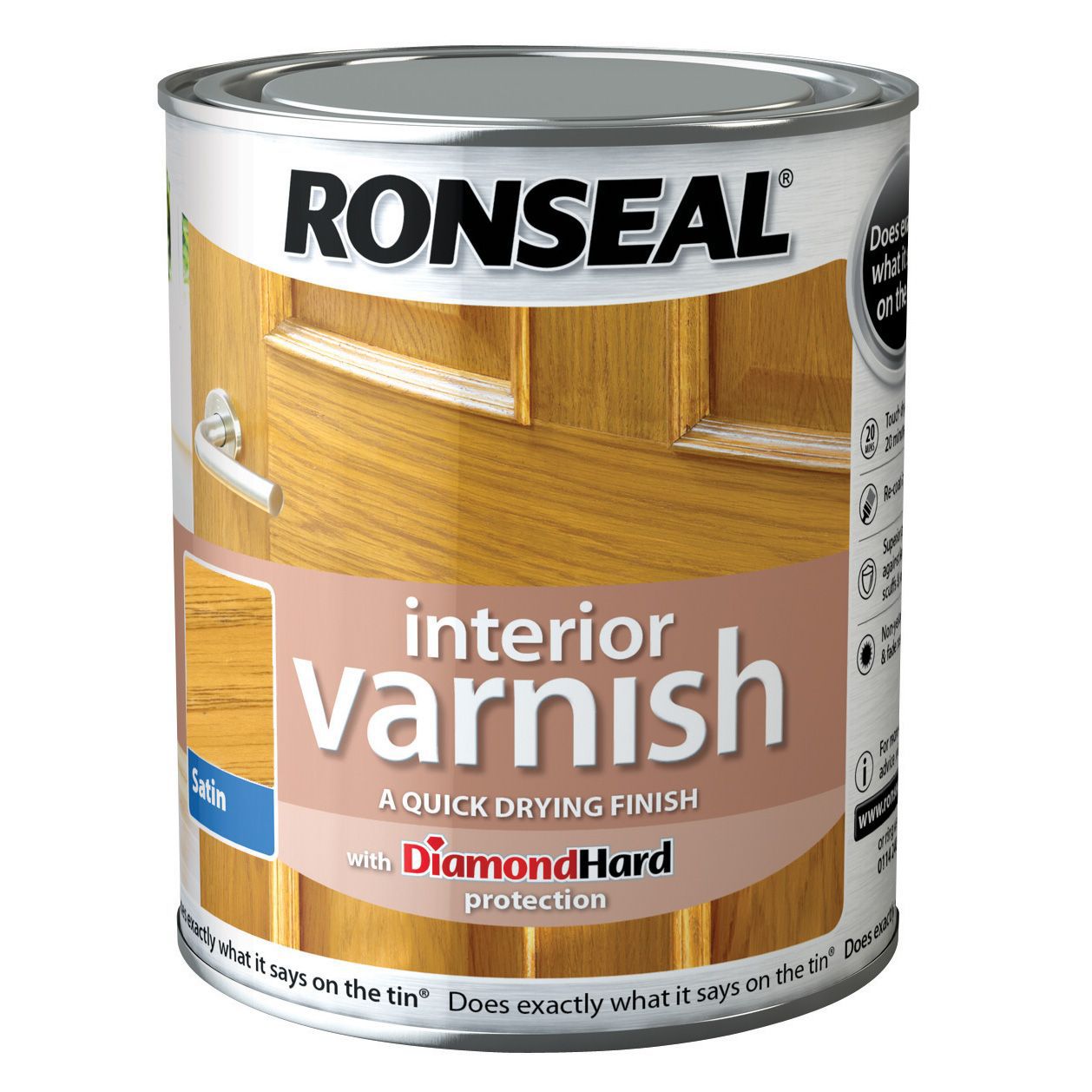 Ronseal Diamond hard Light oak Satin Wood varnish, 250ml