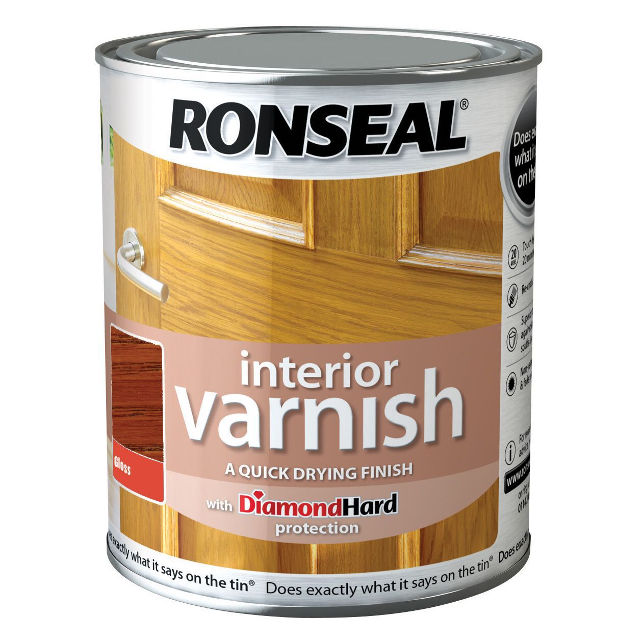 Ronseal Diamond hard Medium oak Gloss Wood varnish, 250ml