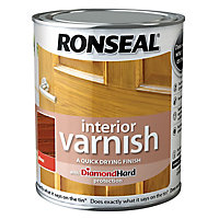 Ronseal Diamond hard Medium oak Gloss Wood varnish, 750ml
