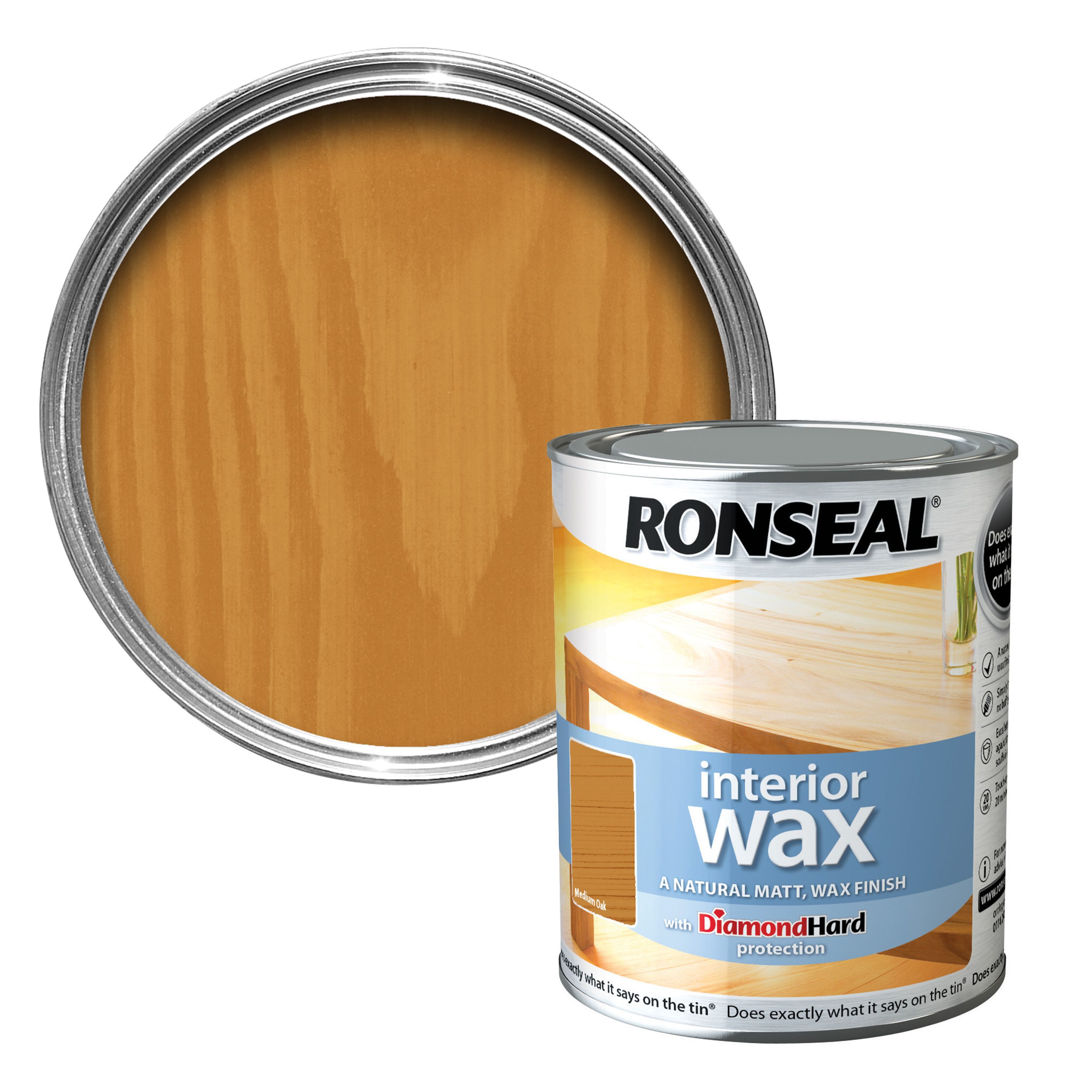 Ronseal Diamond Hard Medium Oak Matt Wax Wood Wax, 0.75L | DIY At B&Q