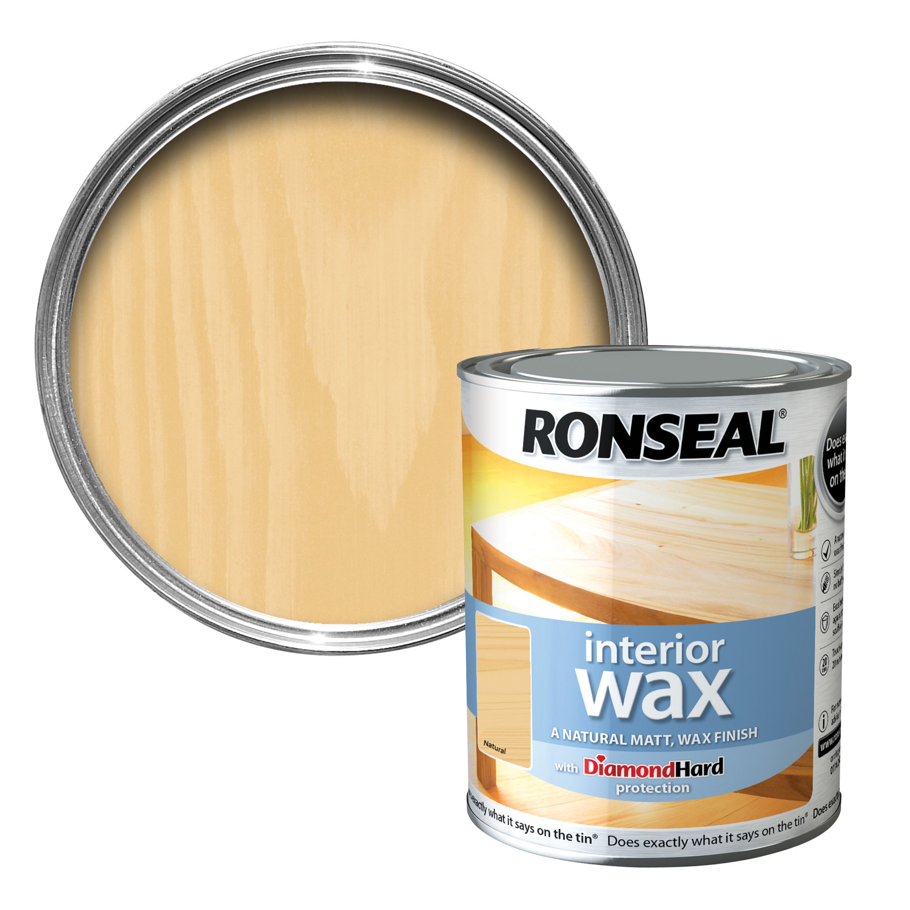 Ronseal Diamond hard Natural oak Matt Wax Wood wax, 2.5L