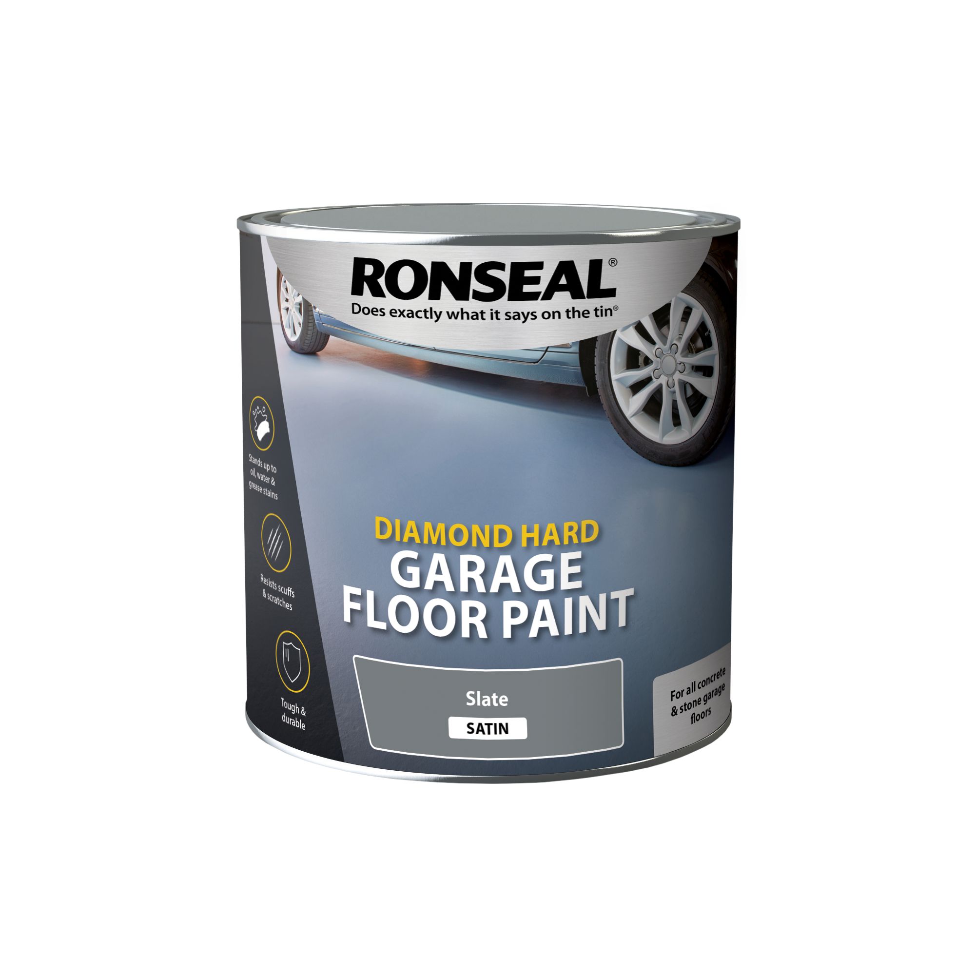 Ronseal Diamond Hard Slate Satin Concrete Garage floor paint, 2.5L