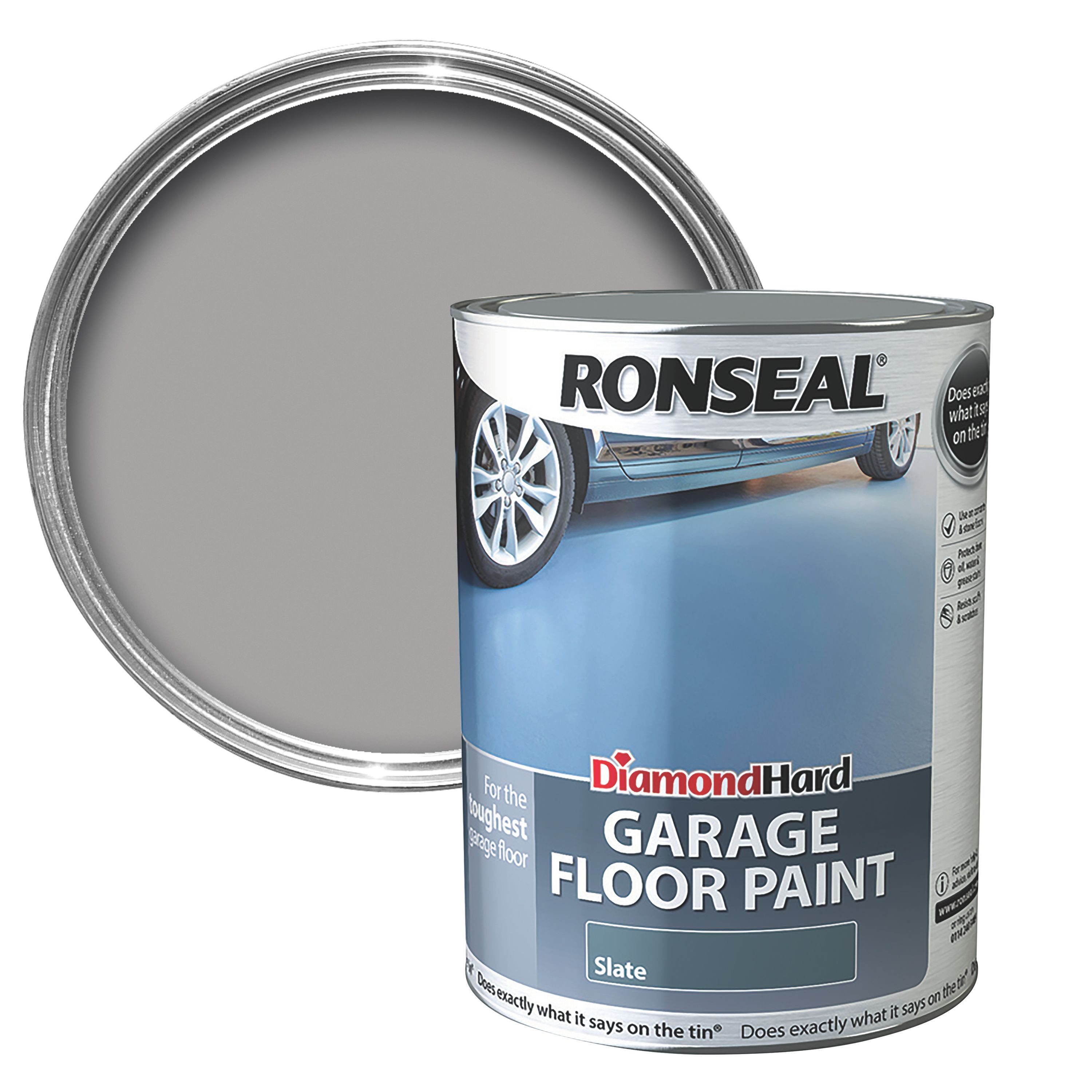 Ronseal Diamond Hard Slate Satin Garage floor paint, 5L