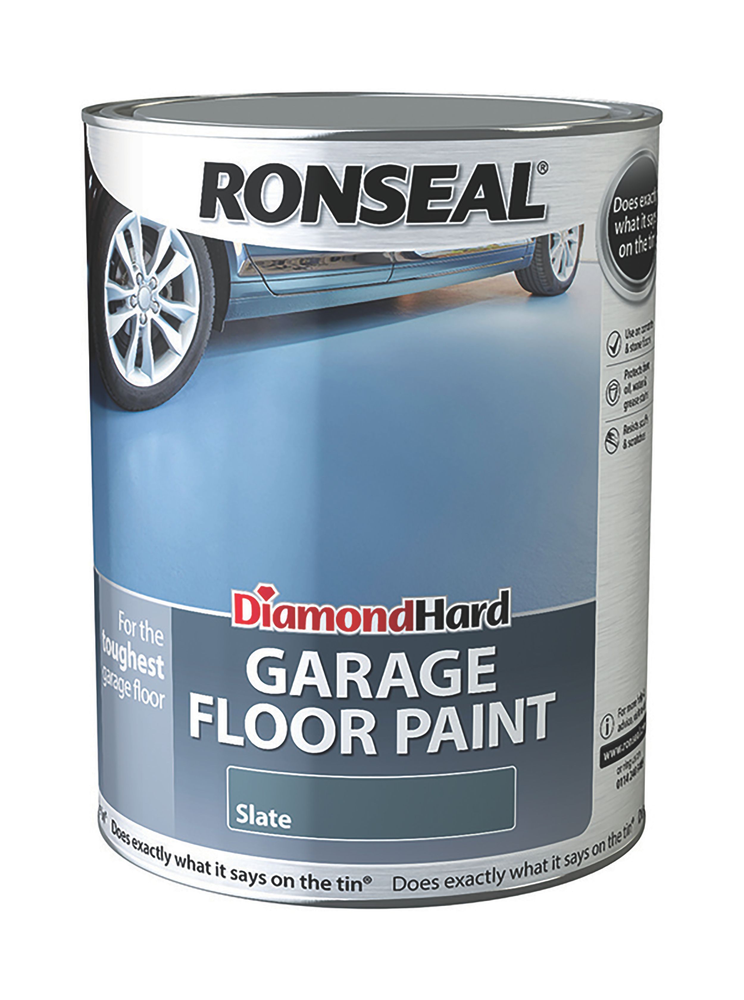 Ronseal Diamond Hard Slate Satin Garage floor paint, 5L