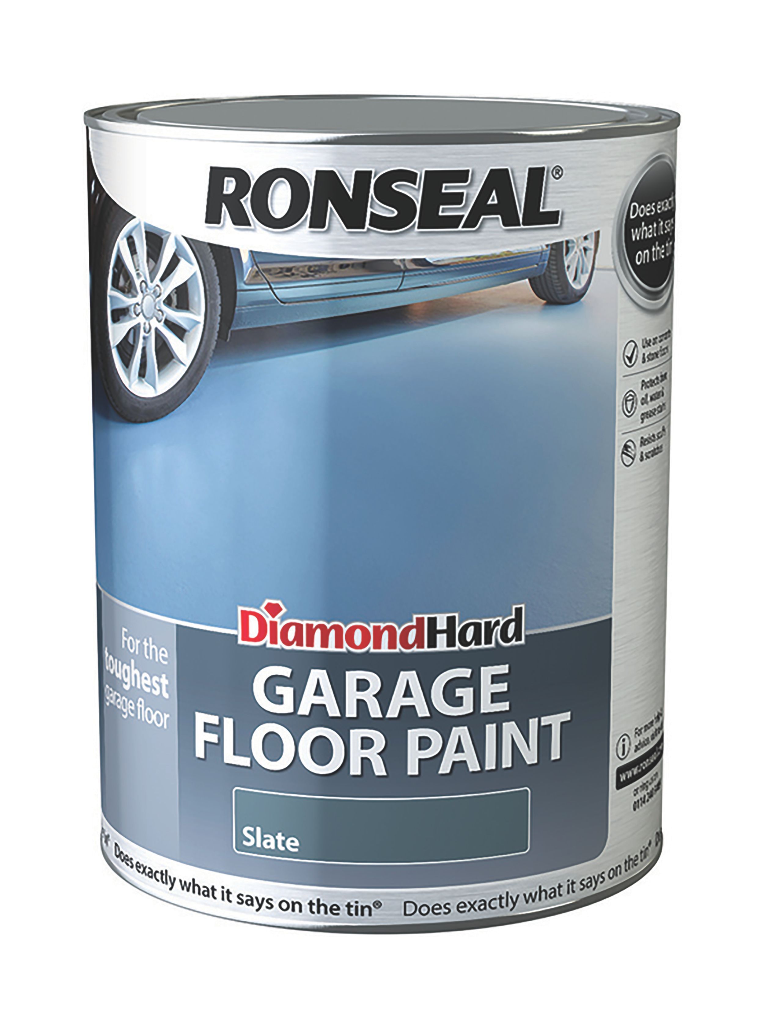 Ronseal Diamond Hard Slate Satinwood Garage floor paint, 5L