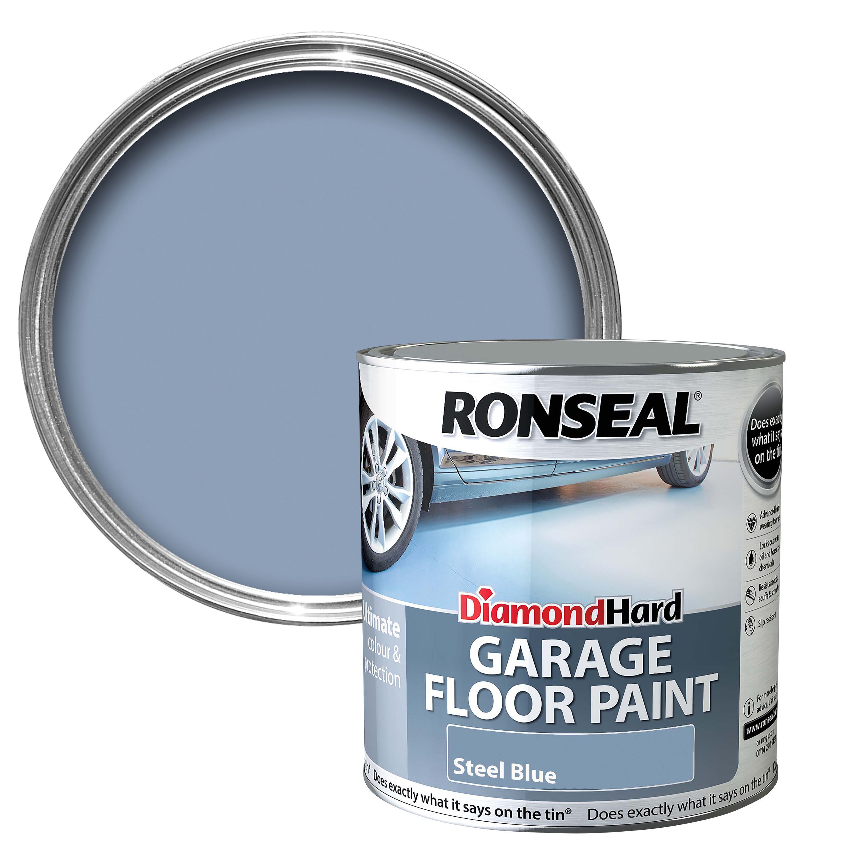 Ronseal Diamond Hard Steel blue Satin Garage floor paint, 2.5L