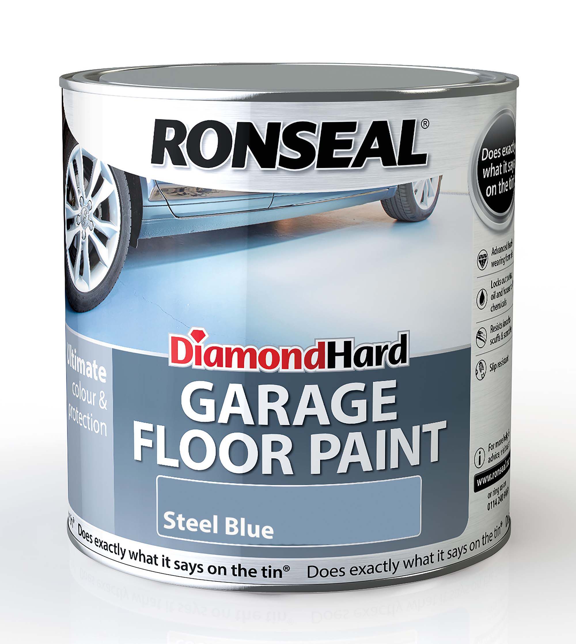 Ronseal Diamond Hard Steel blue Satin Garage floor paint, 2.5L