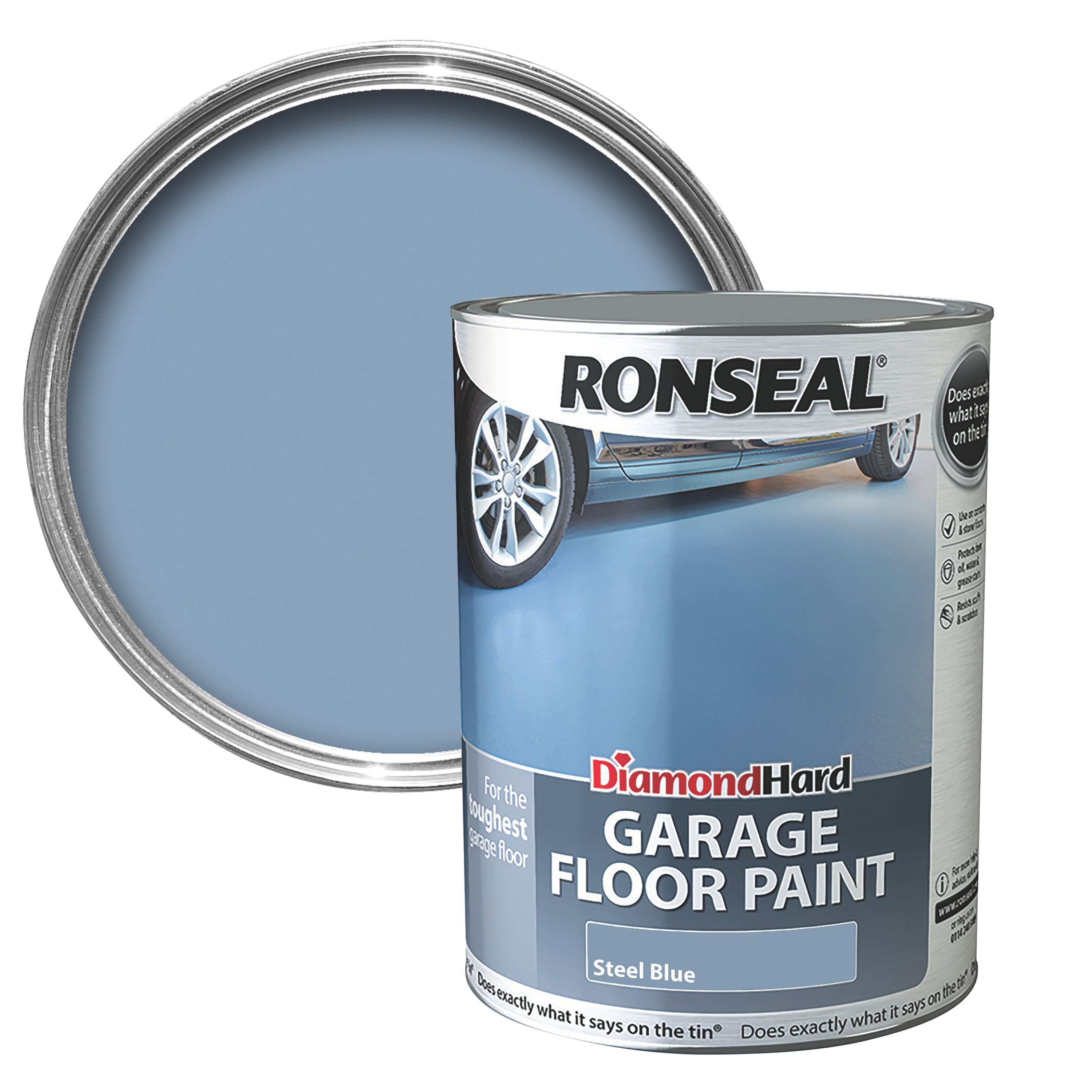 Ronseal Diamond Hard Steel blue Satin Garage floor paint, 5L