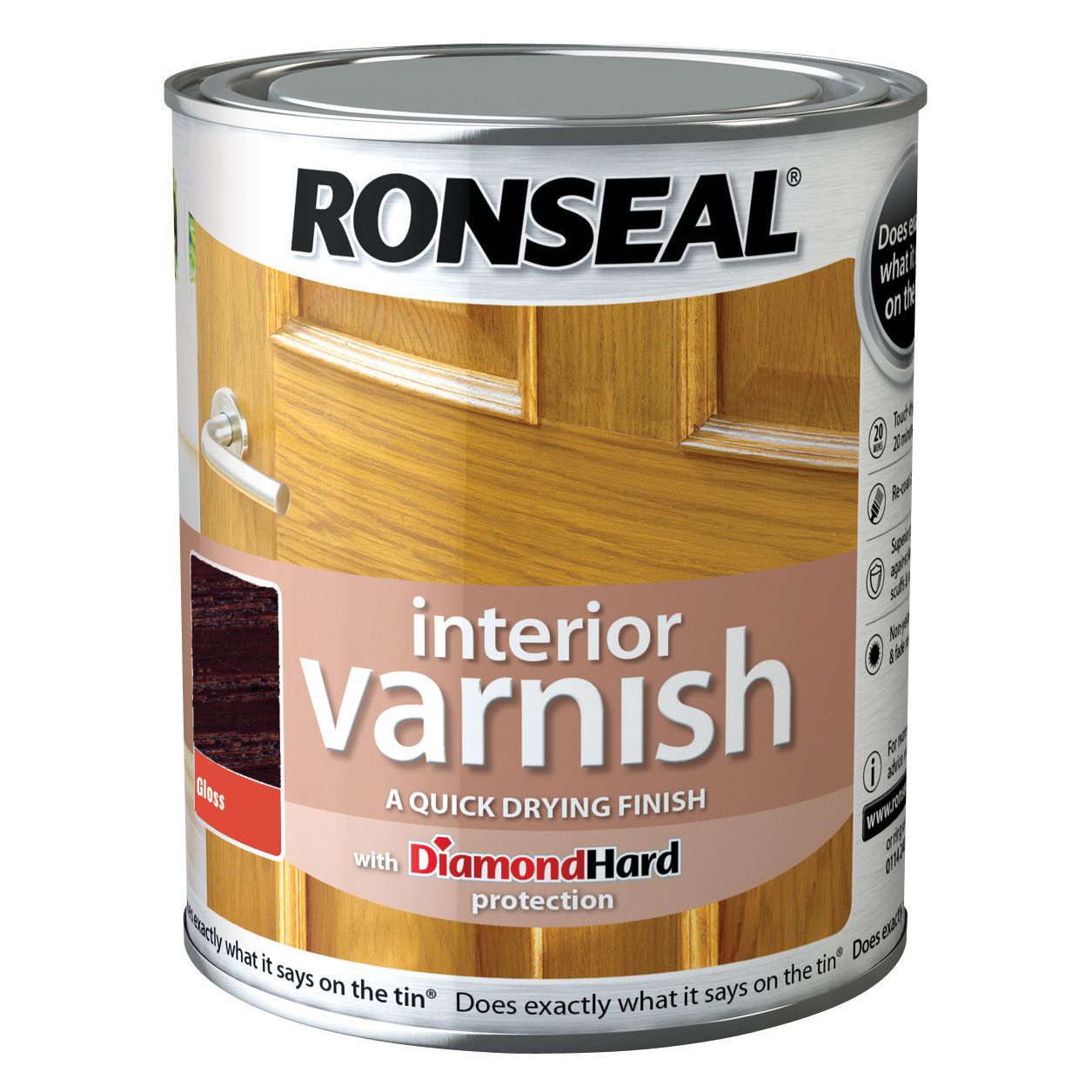 Ronseal Diamond hard Walnut Gloss Wood varnish, 250ml