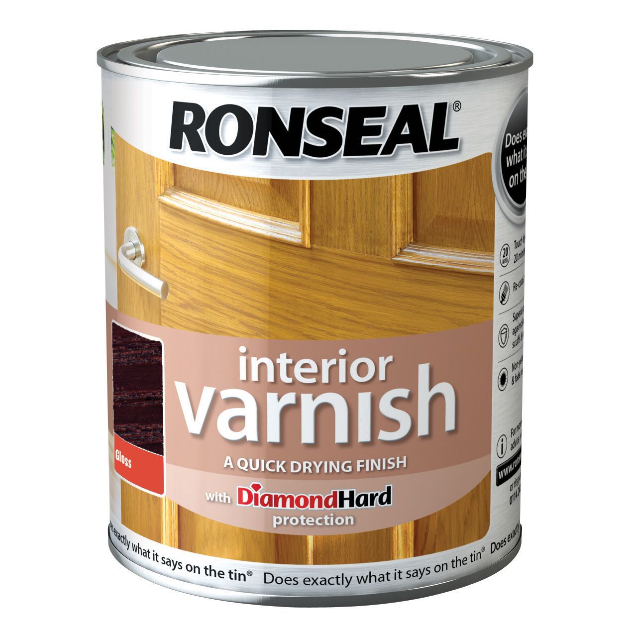 Ronseal Diamond hard Walnut Gloss Wood varnish, 750ml