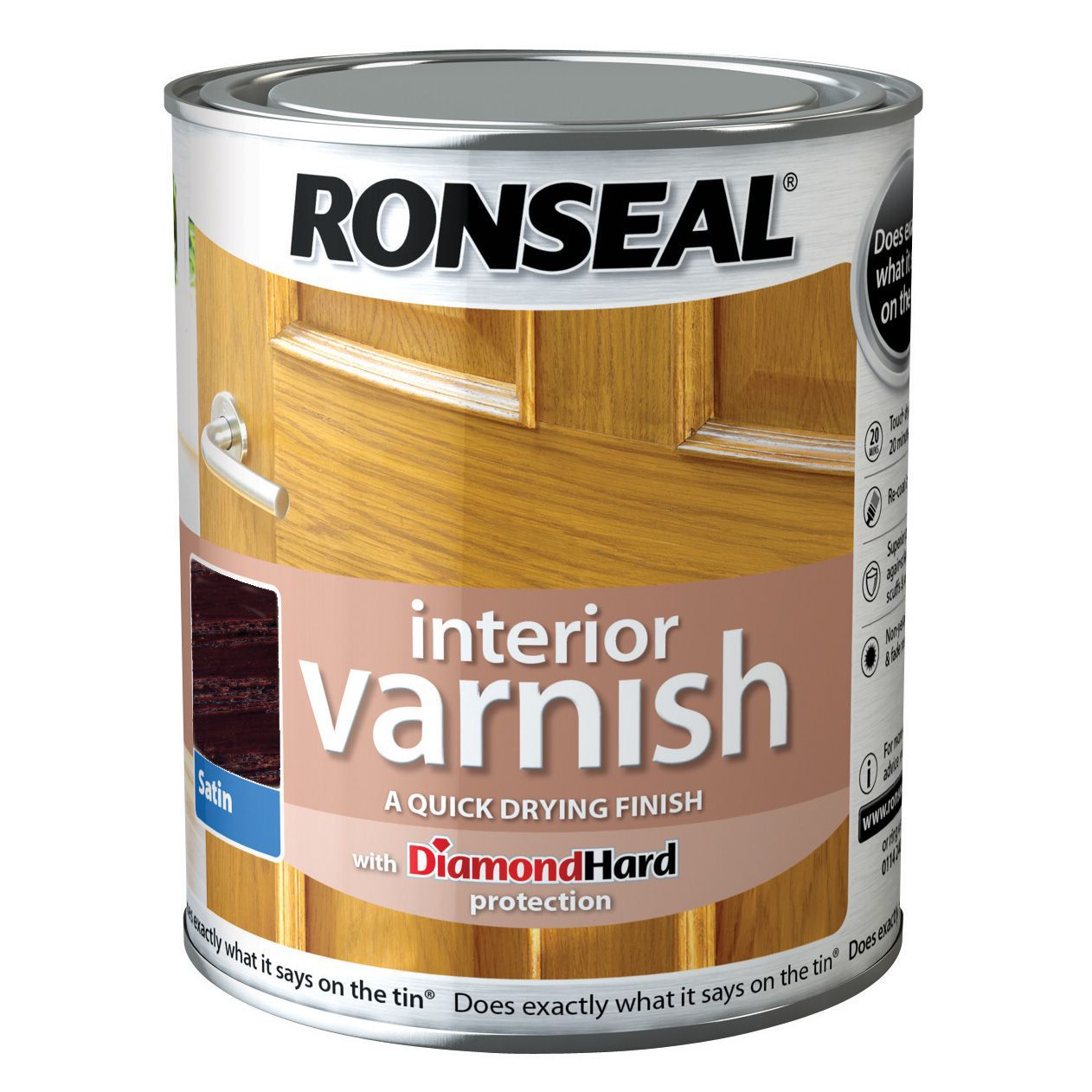 Ronseal Diamond hard Walnut Satin Skirting Wood varnish, 250ml