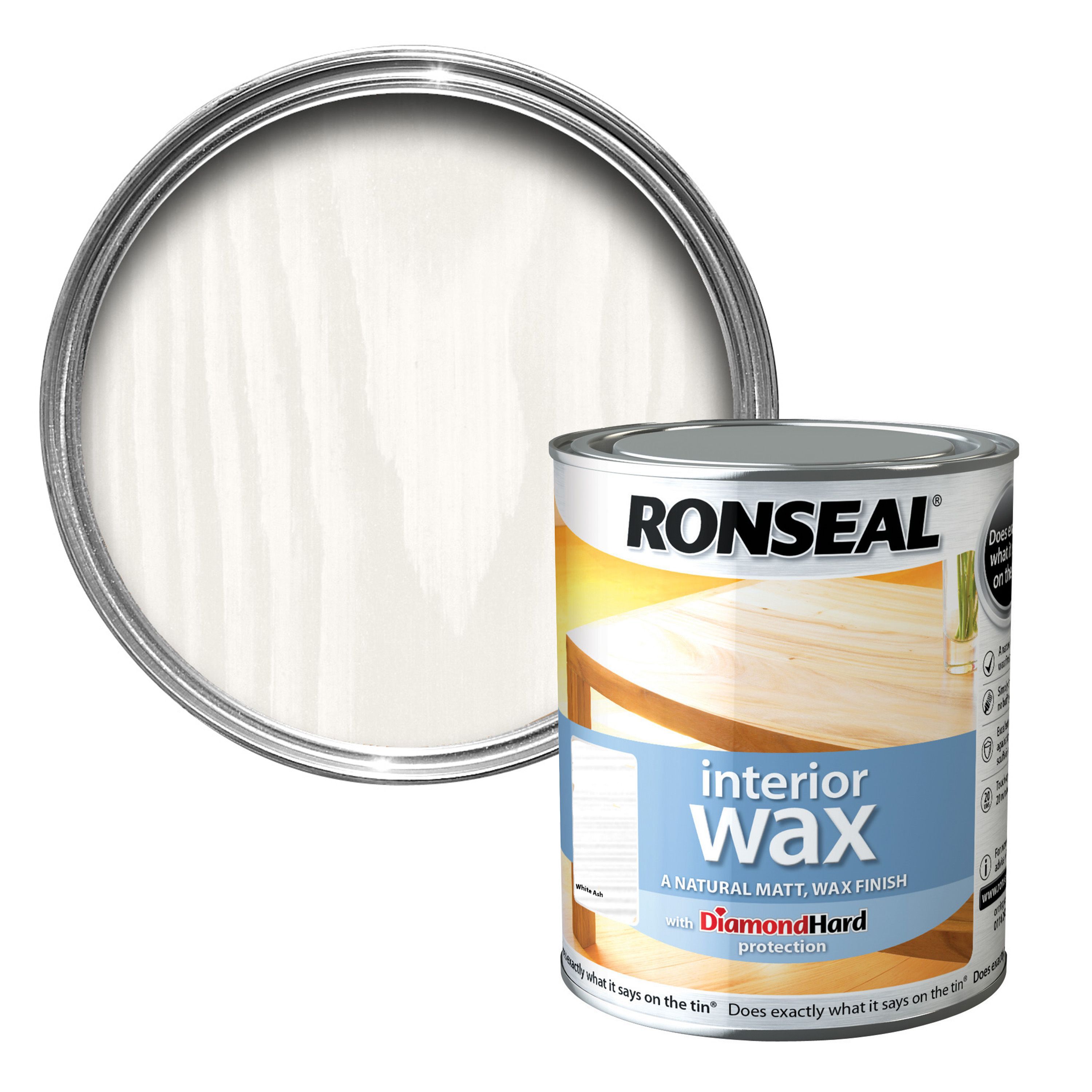 Ronseal Diamond Hard White Ash Matt Wax Wood Wax 0 75l Diy At B Q