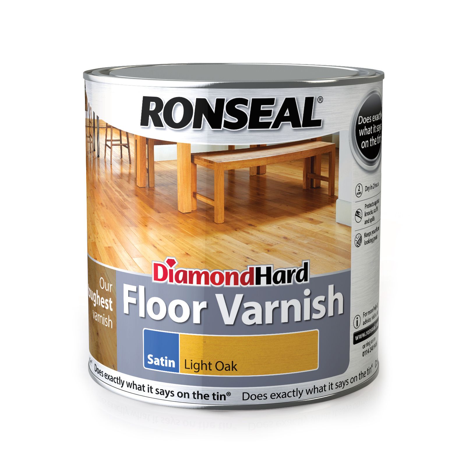 Ronseal Diamond Light oak Satin Wood Floor Varnish, 2.5L