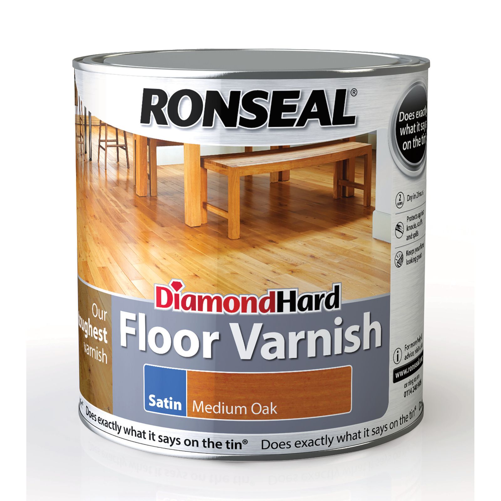 Ronseal Diamond Medium oak Satin Wood Floor Varnish, 2.5L