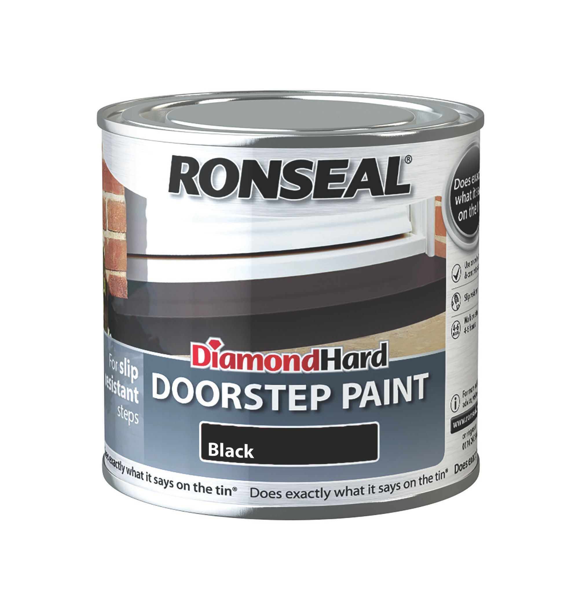 Ronseal Doorstop Paint Black Satin Doorstep paint, 250ml