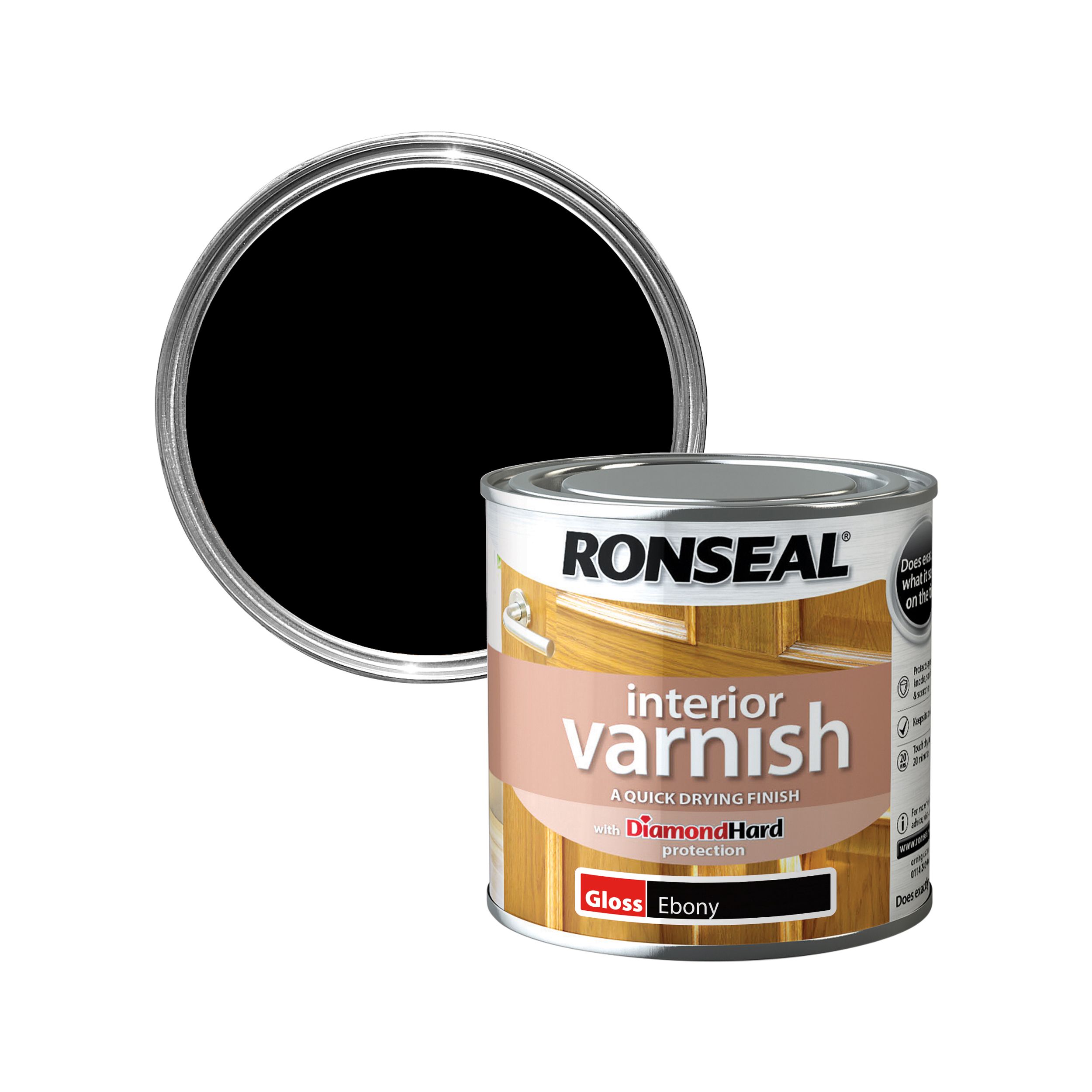 Ronseal Ebony Gloss Skirting Wood varnish, 250ml DIY at B&Q