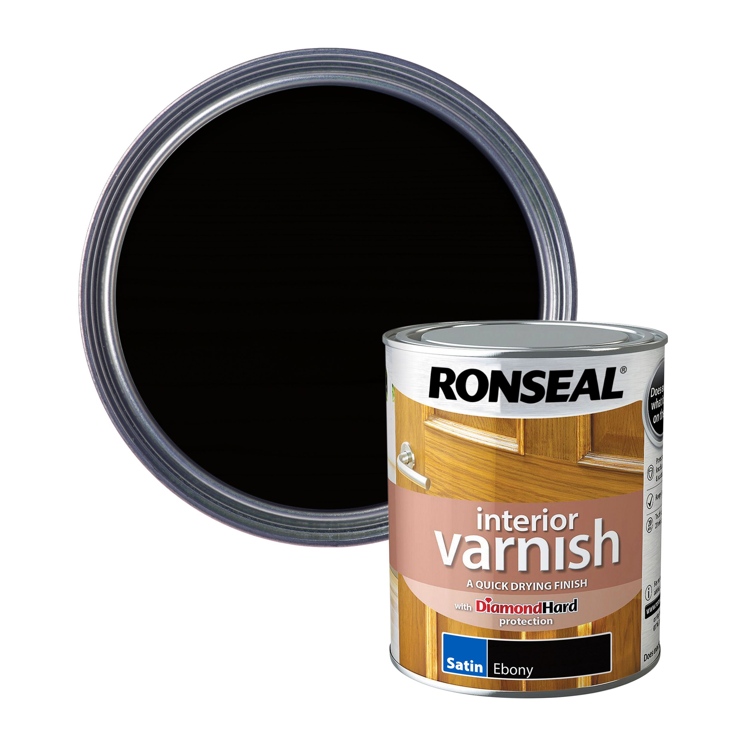 Ronseal 750ml Clear Satin Water-Based Wood Varnish