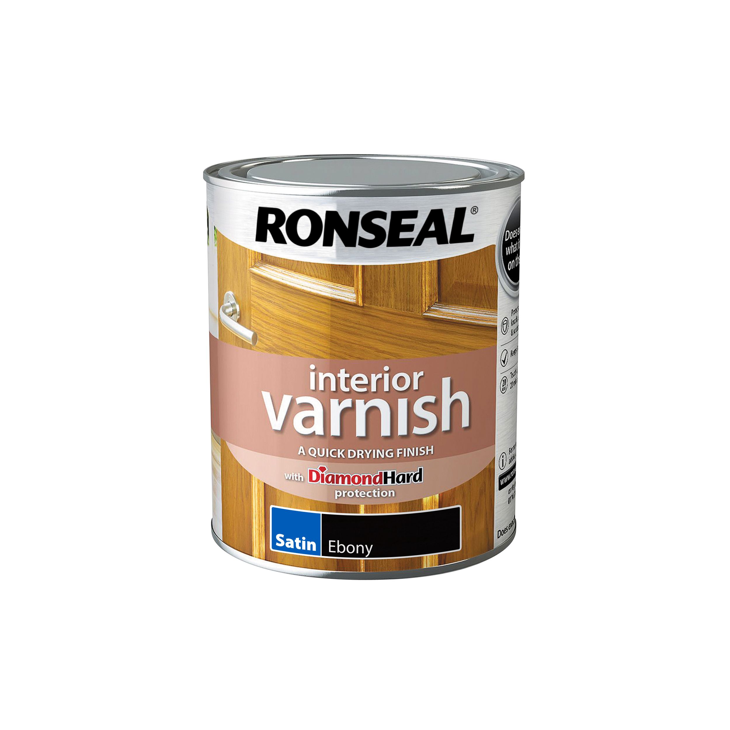 Ronseal 750ml Clear Satin Water-Based Wood Varnish - 3