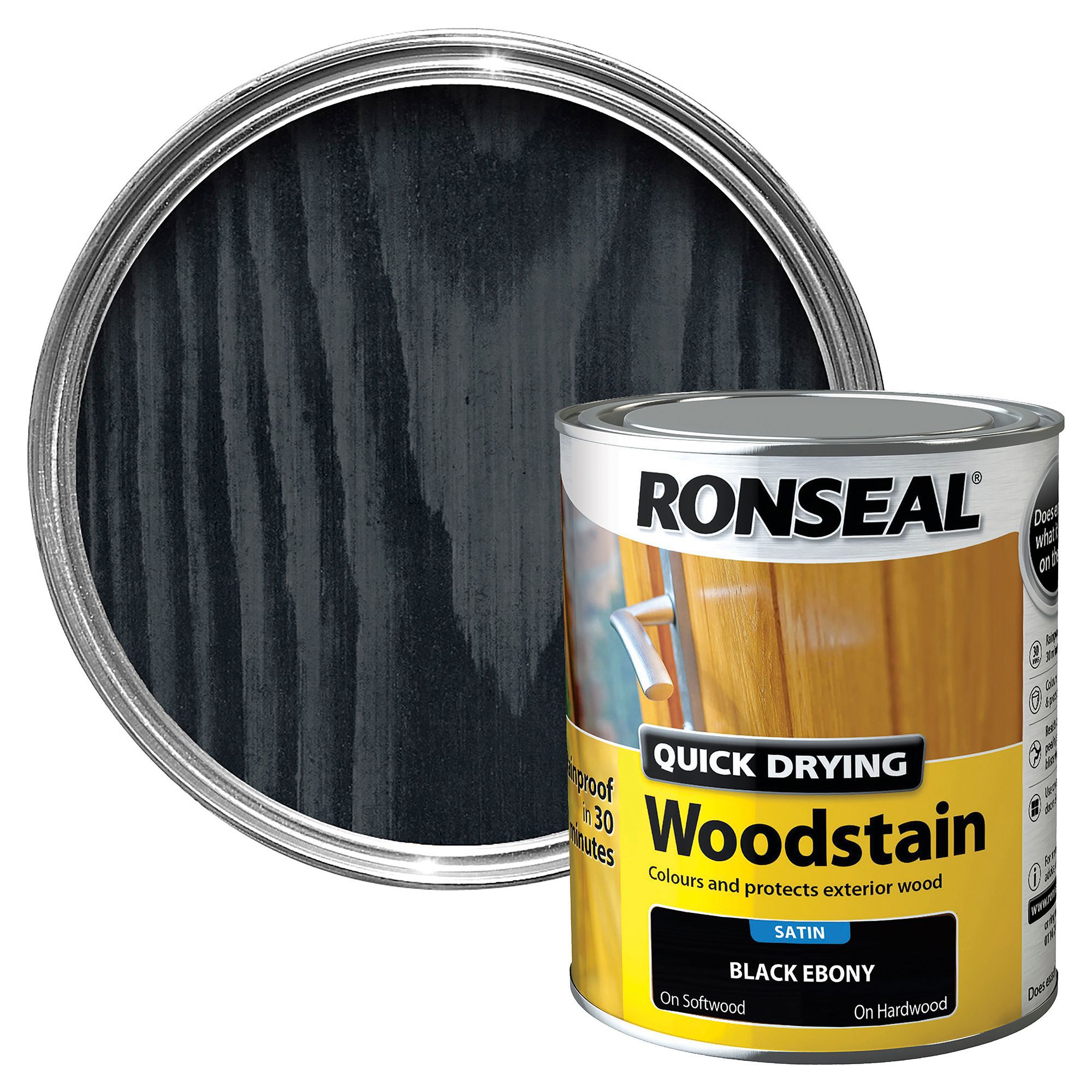 Ronseal Ebony Satin Wood stain, 750ml DIY at B&Q