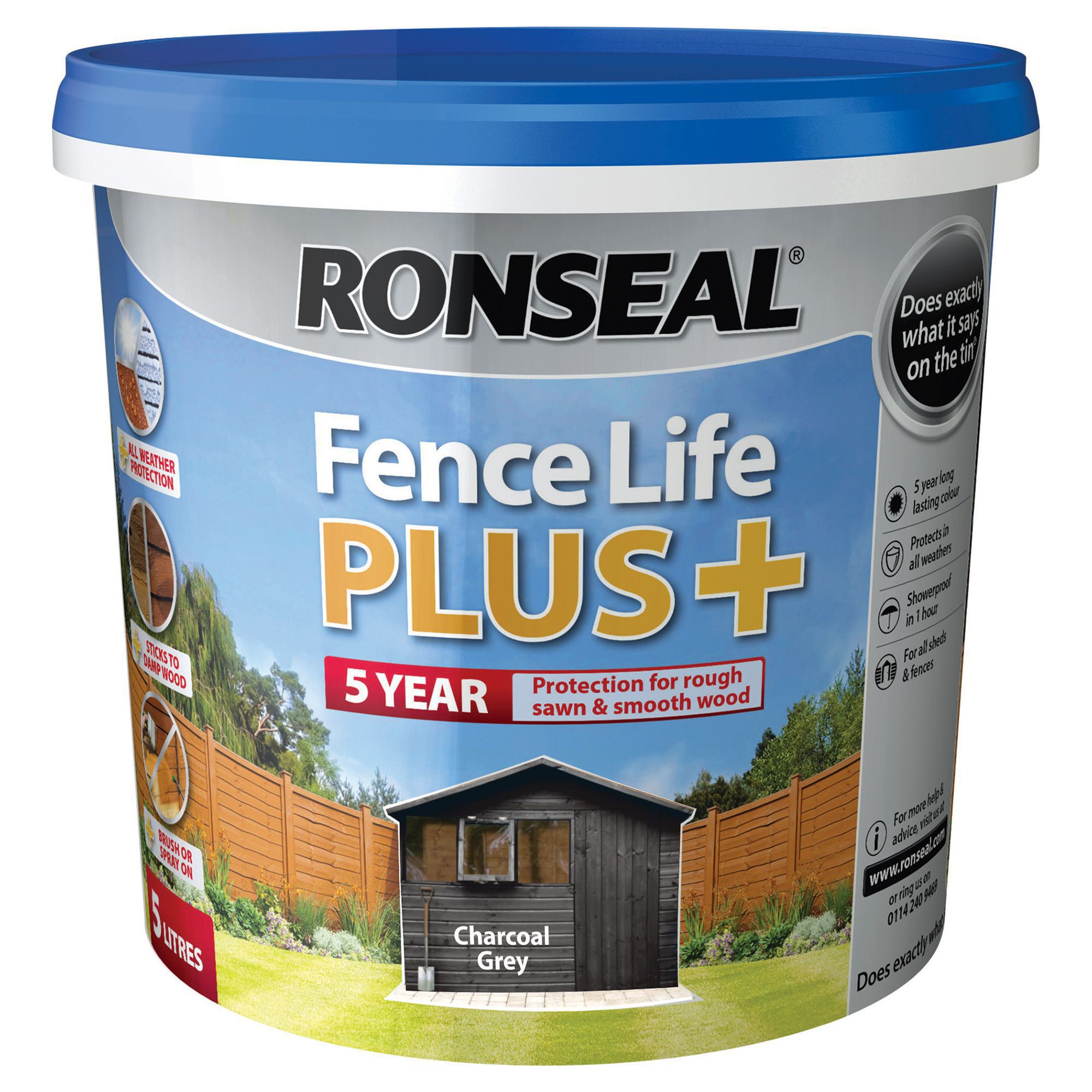 Ronseal Fence Life Plus Charcoal Grey Matt Fence Shed Treatment 5l Diy At B Q