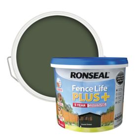 Ronseal Fence Life Plus Forest green Matt Exterior Wood paint, 9L Tub