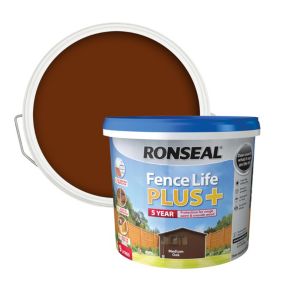 Ronseal Fence Life Plus Medium oak Matt Exterior Wood paint, 9L Tub