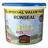 Ronseal Fence life plus Medium oak Matt Fence & shed Treatment, 12L