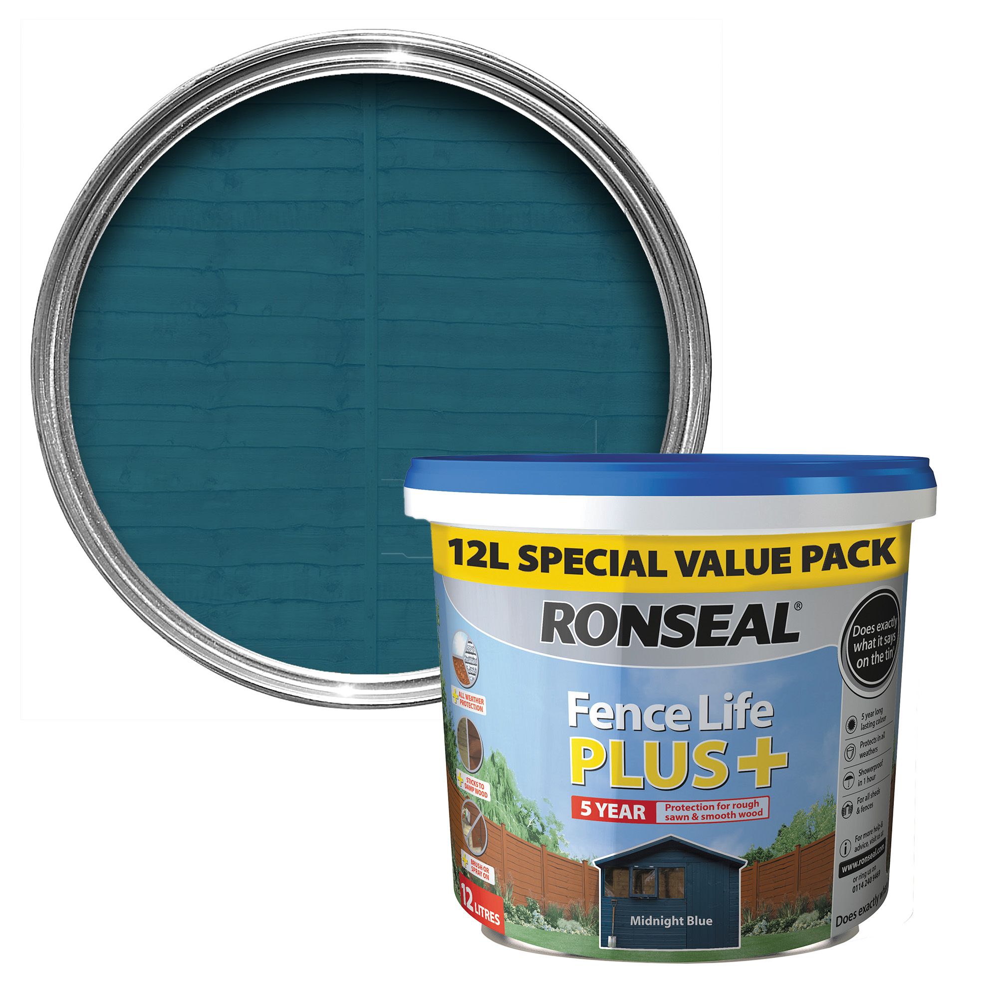 ronseal fence life plus midnight blue matt fence & shed