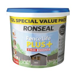 Ronseal Fence Life Plus Slate Matt Fence & shed Treatment, 12L