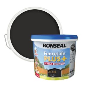 Ronseal Fence Life Plus Tudor black oak Matt Exterior Wood paint, 9L