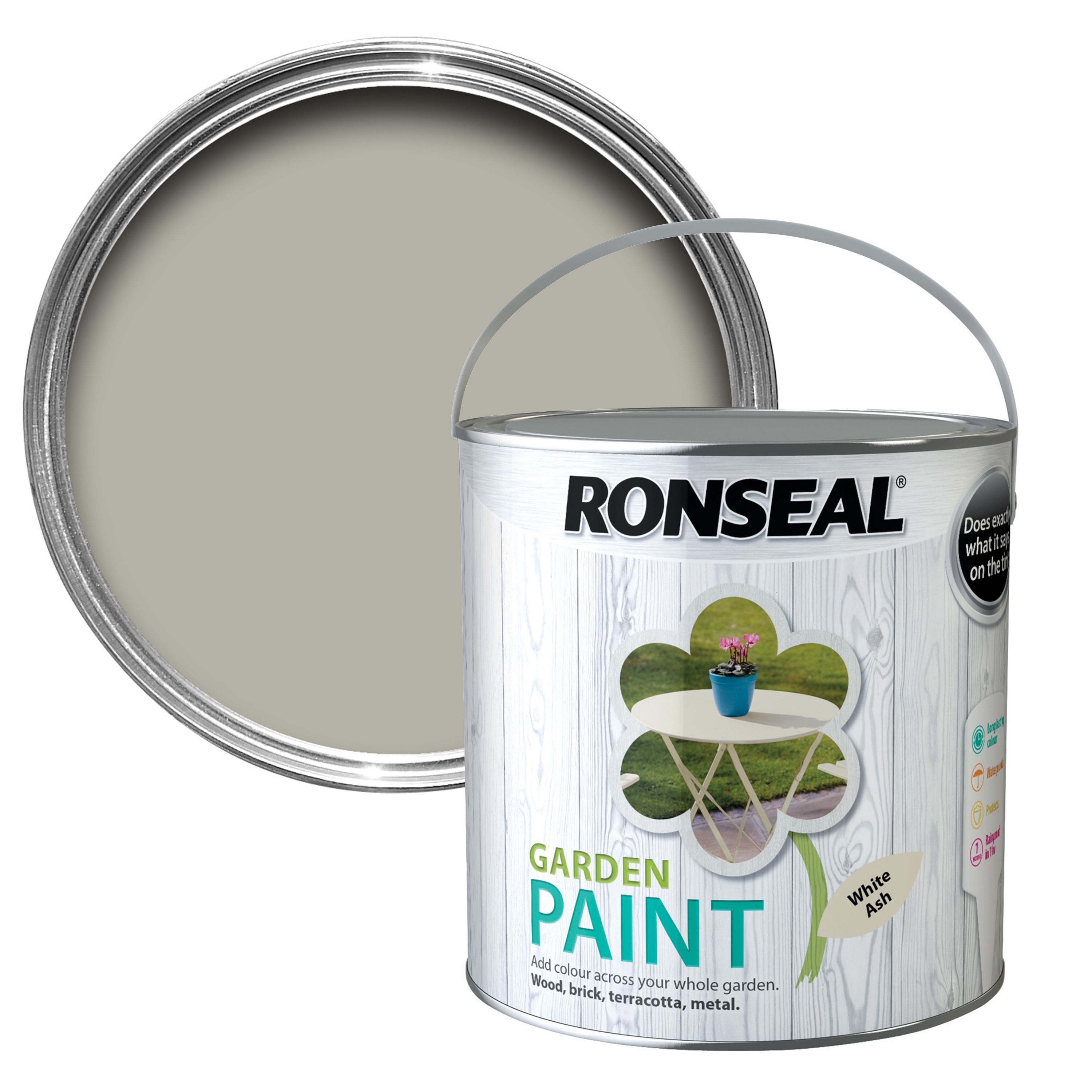 Ronseal Garden White ash Matt Metal & wood paint, 2.5L DIY at B&Q