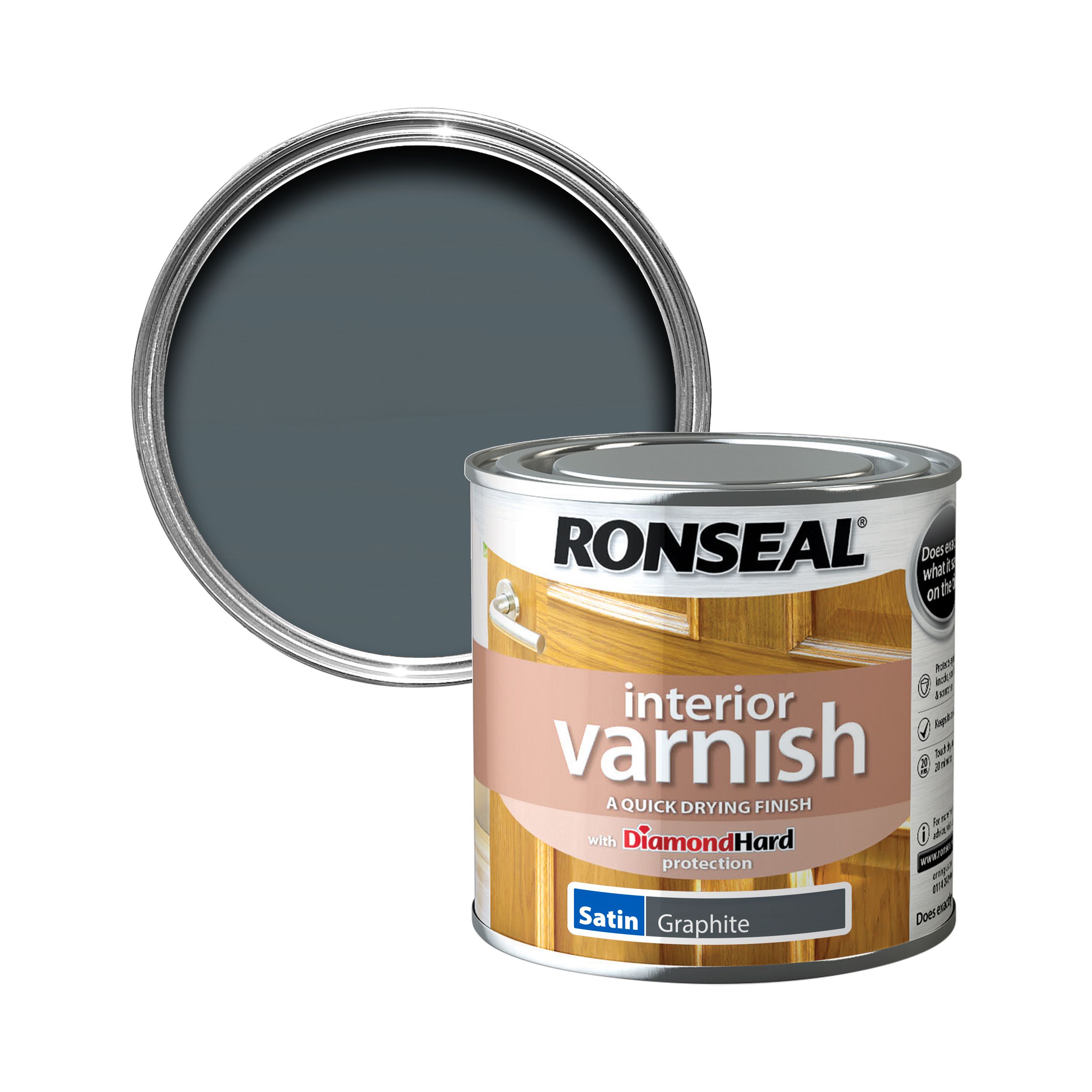 Ronseal Graphite Satin Skirting Wood varnish, 250ml DIY at B&Q
