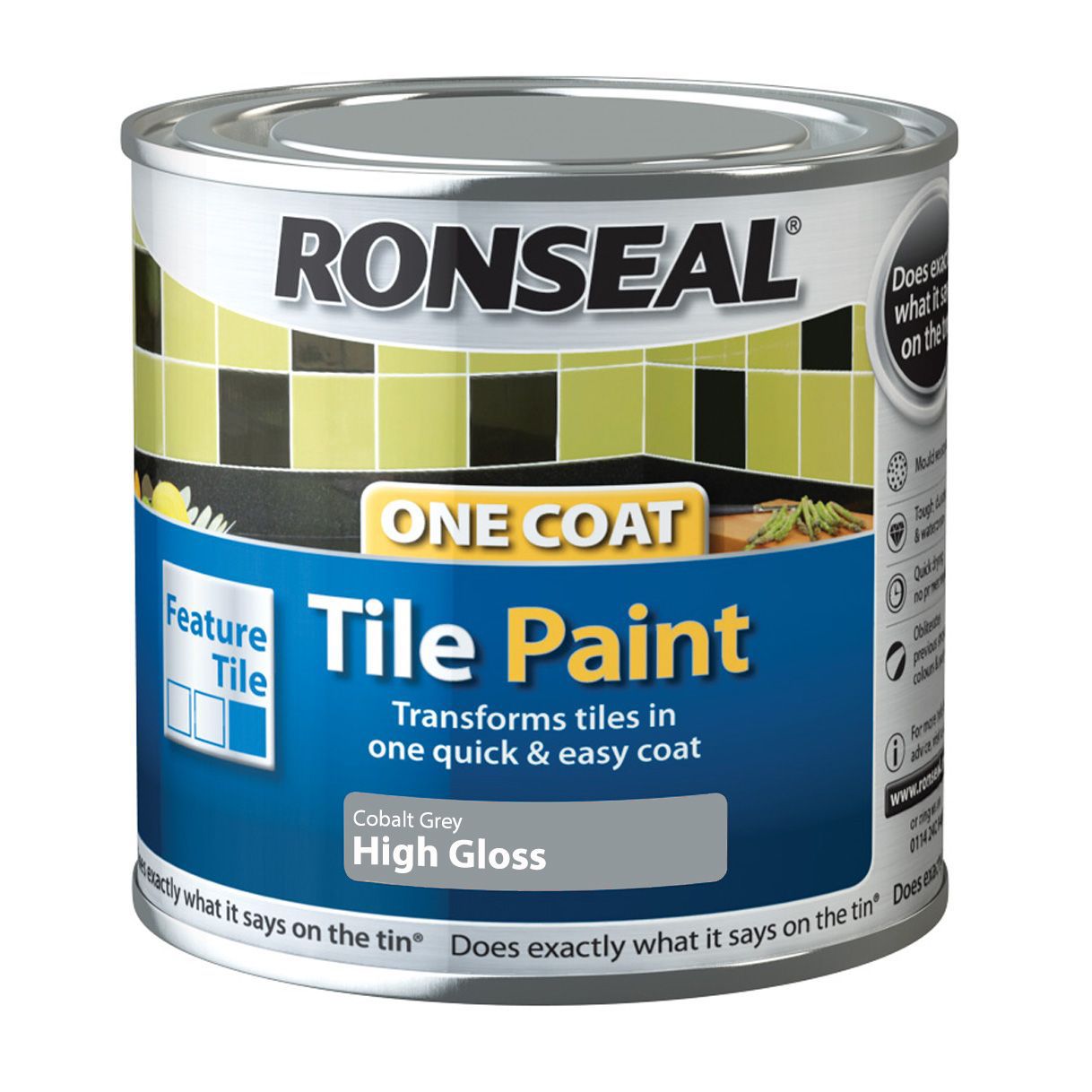 Ronseal Grey High gloss Tile paint 0.25L DIY at B&Q