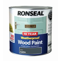 Ronseal Grey Satin Wood paint, 2.5L