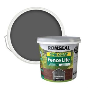 Ronseal One Coat Fence Life Charcoal grey Matt Exterior Wood paint, 5L Tub