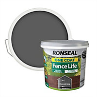 Ronseal One Coat Fence Life Charcoal grey Matt Exterior Wood paint, 5L