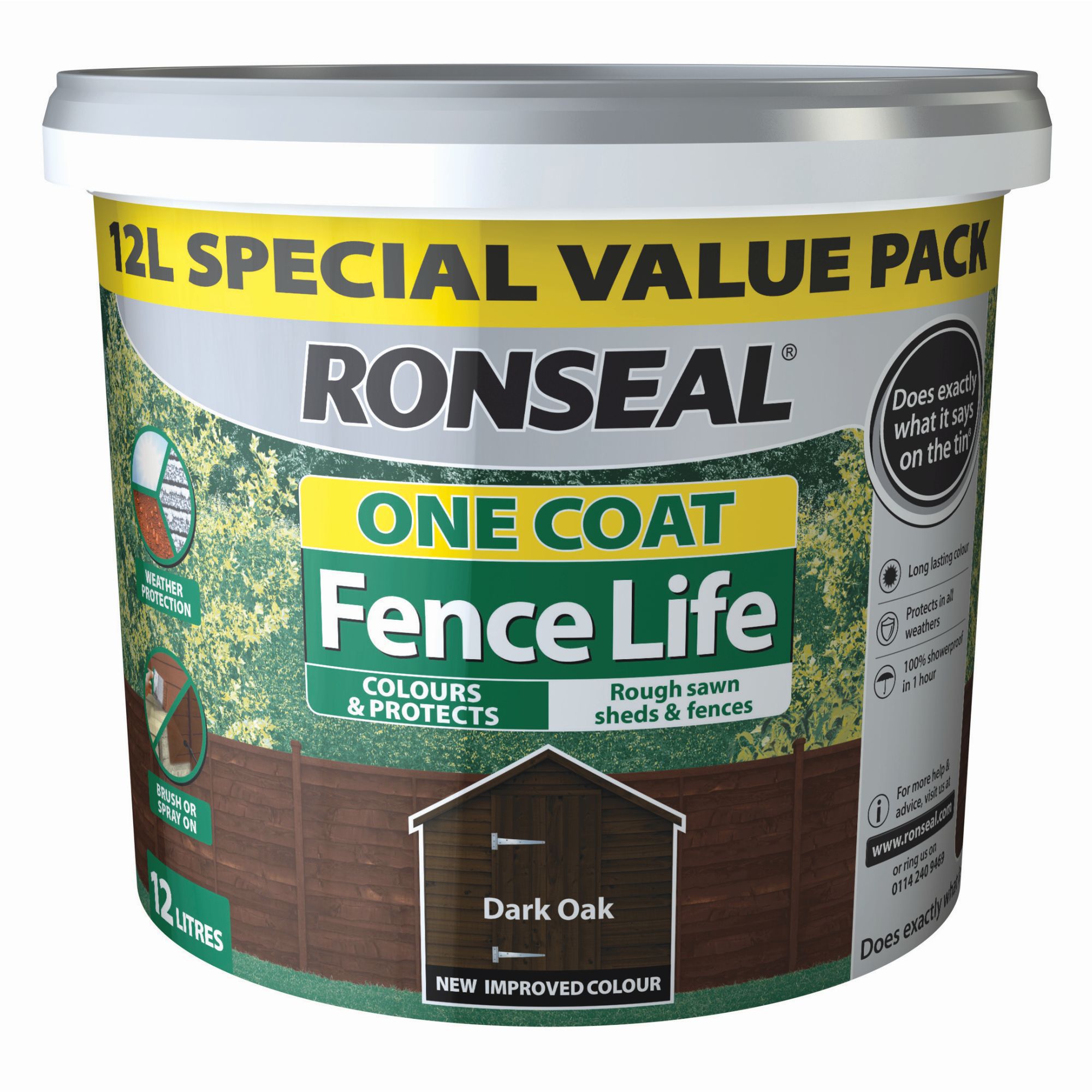Ronseal One Coat Fence Life Dark Oak Matt Fence Shed Treatment 12l Diy At B Q