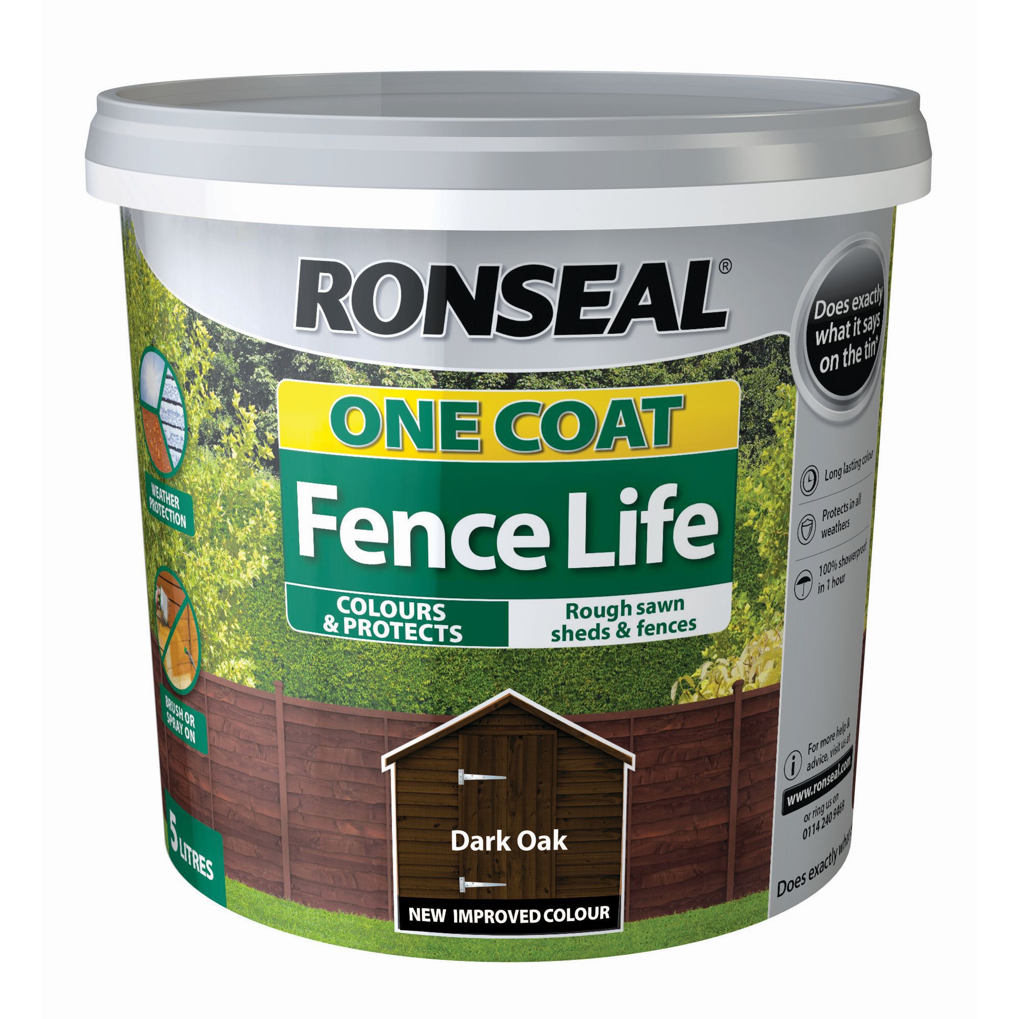 Ronseal One Coat Fence Life Dark Oak Matt Fence Shed Treatment 12l Diy At B Q