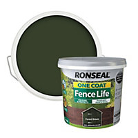 Ronseal One Coat Fence Life Forest green Matt Exterior Wood paint, 5L