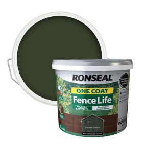 Ronseal One Coat Fence Life Forest green Matt Exterior Wood paint, 9L Tub